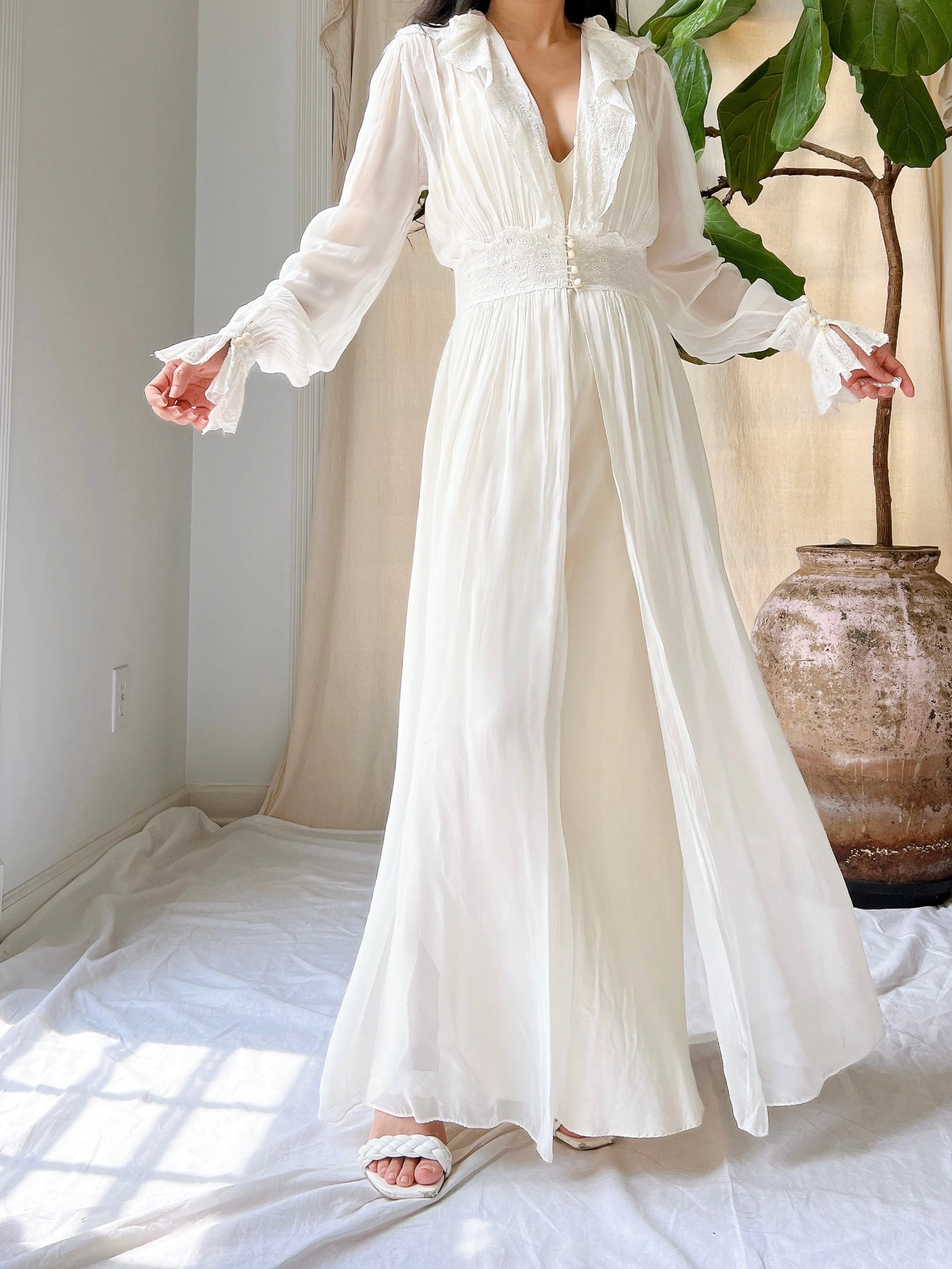 1940s Chiffon Dressing Gown - S