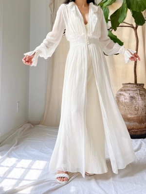 1940s Chiffon Dressing Gown - S