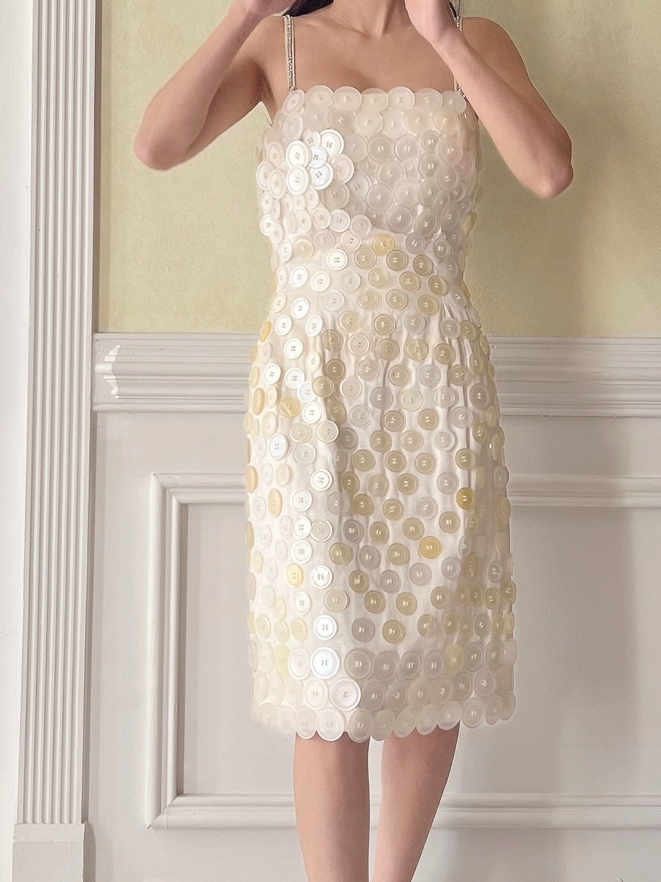 1950s/60s Button Linen Dress - XS
