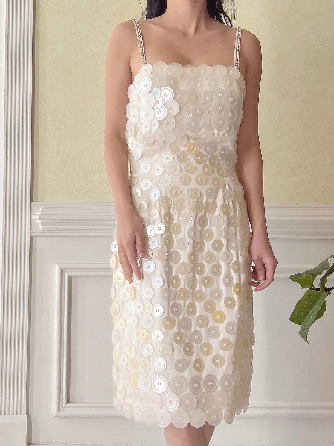 1950s/60s Button Linen Dress - XS