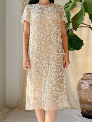 1960s Malcolm Starr Silk Net Shift Dress - S