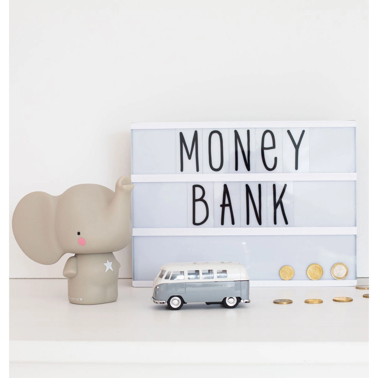 A Little Lovely Company Money Box Grey Elephant