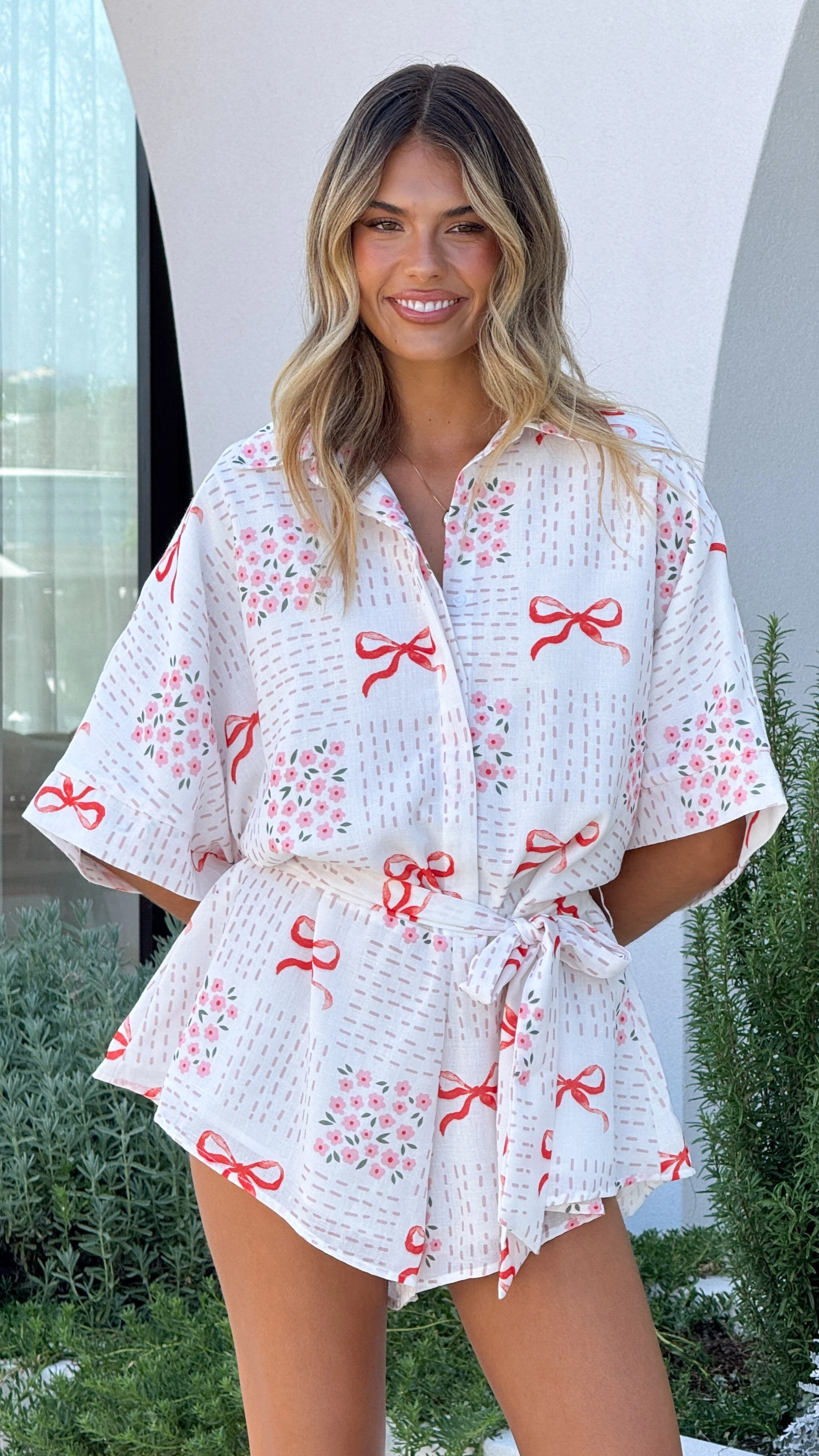 Alexandria Playsuit - Sweet Bow Pink