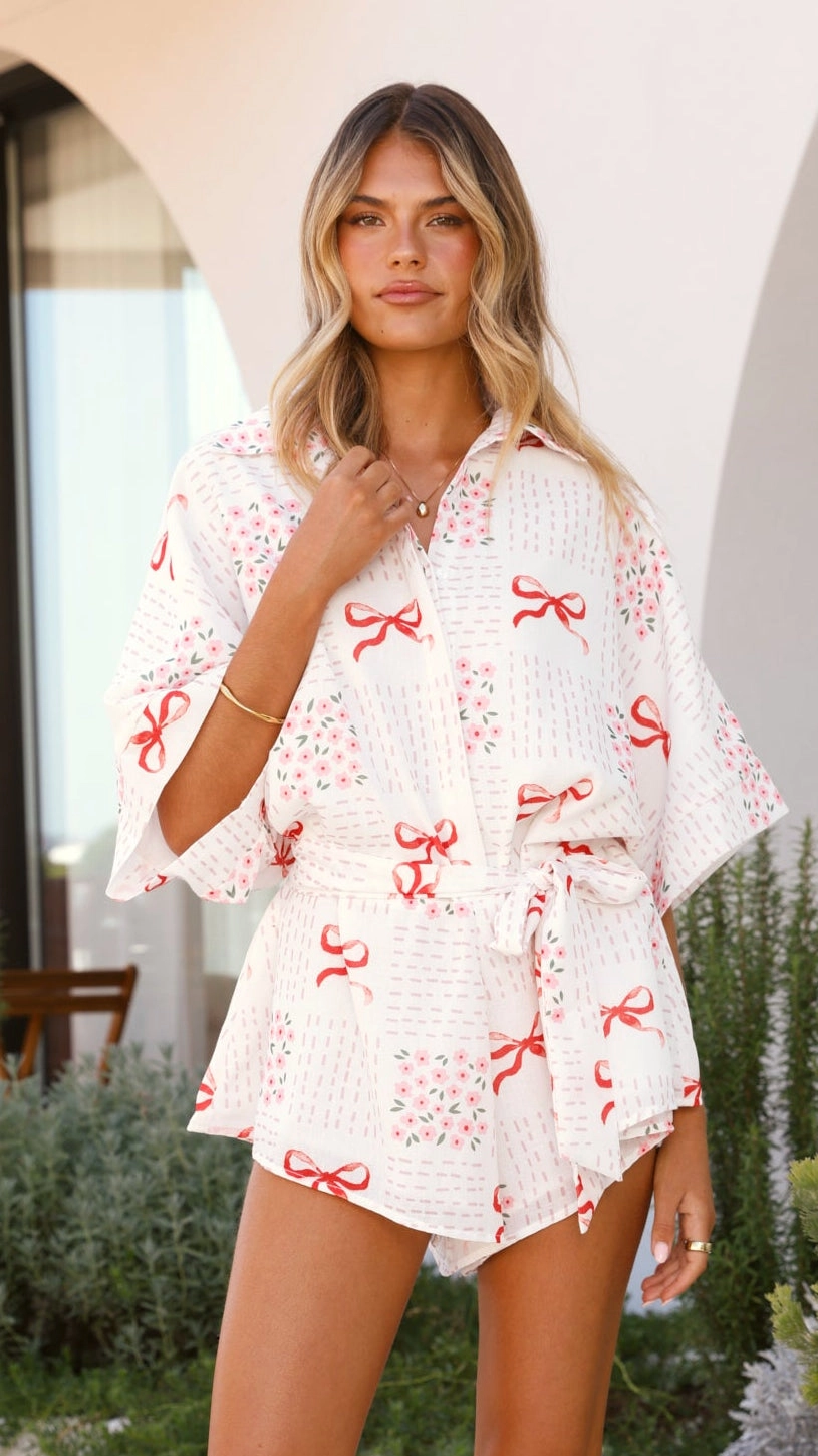 Alexandria Playsuit - Sweet Bow Pink