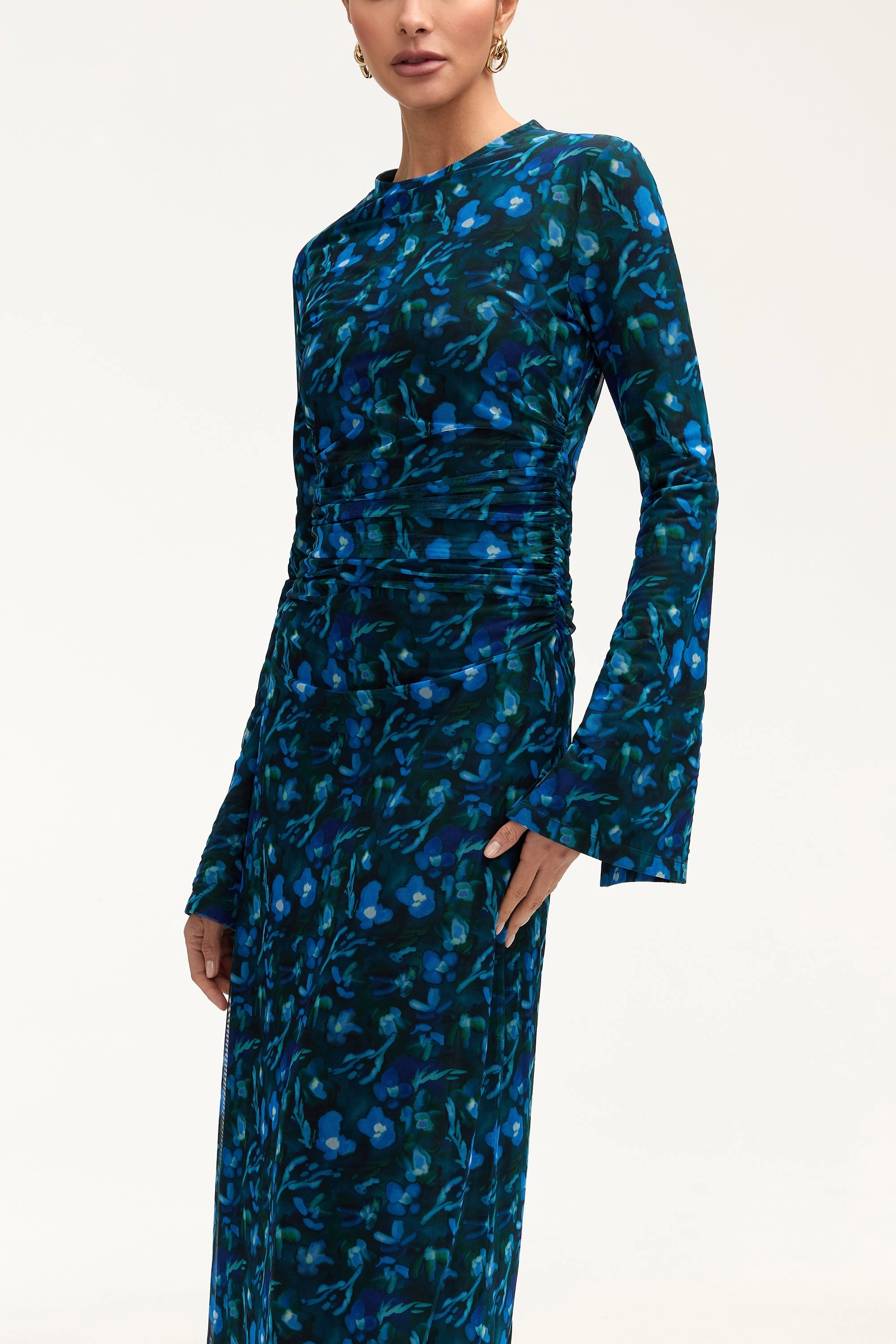 Arianna Rouched Maxi Dress - Floral Watercolor