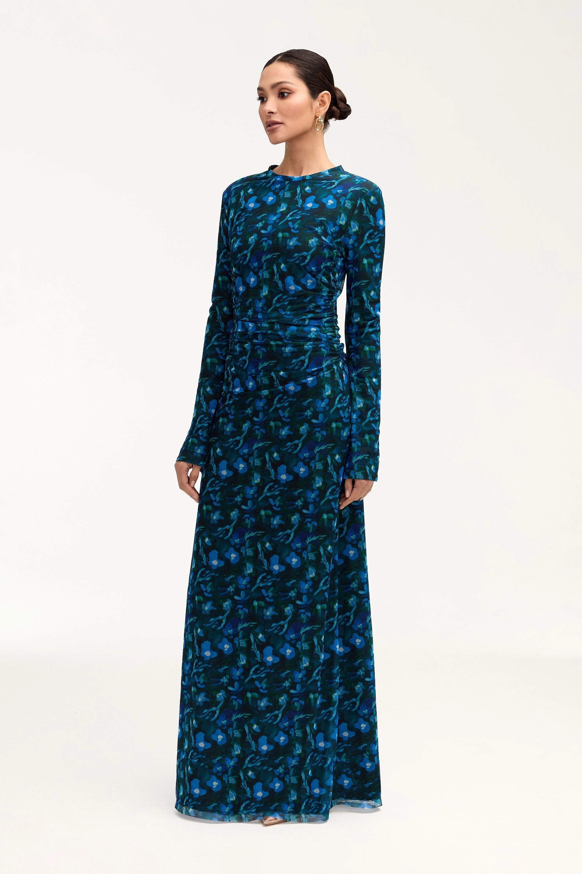 Arianna Rouched Maxi Dress - Floral Watercolor