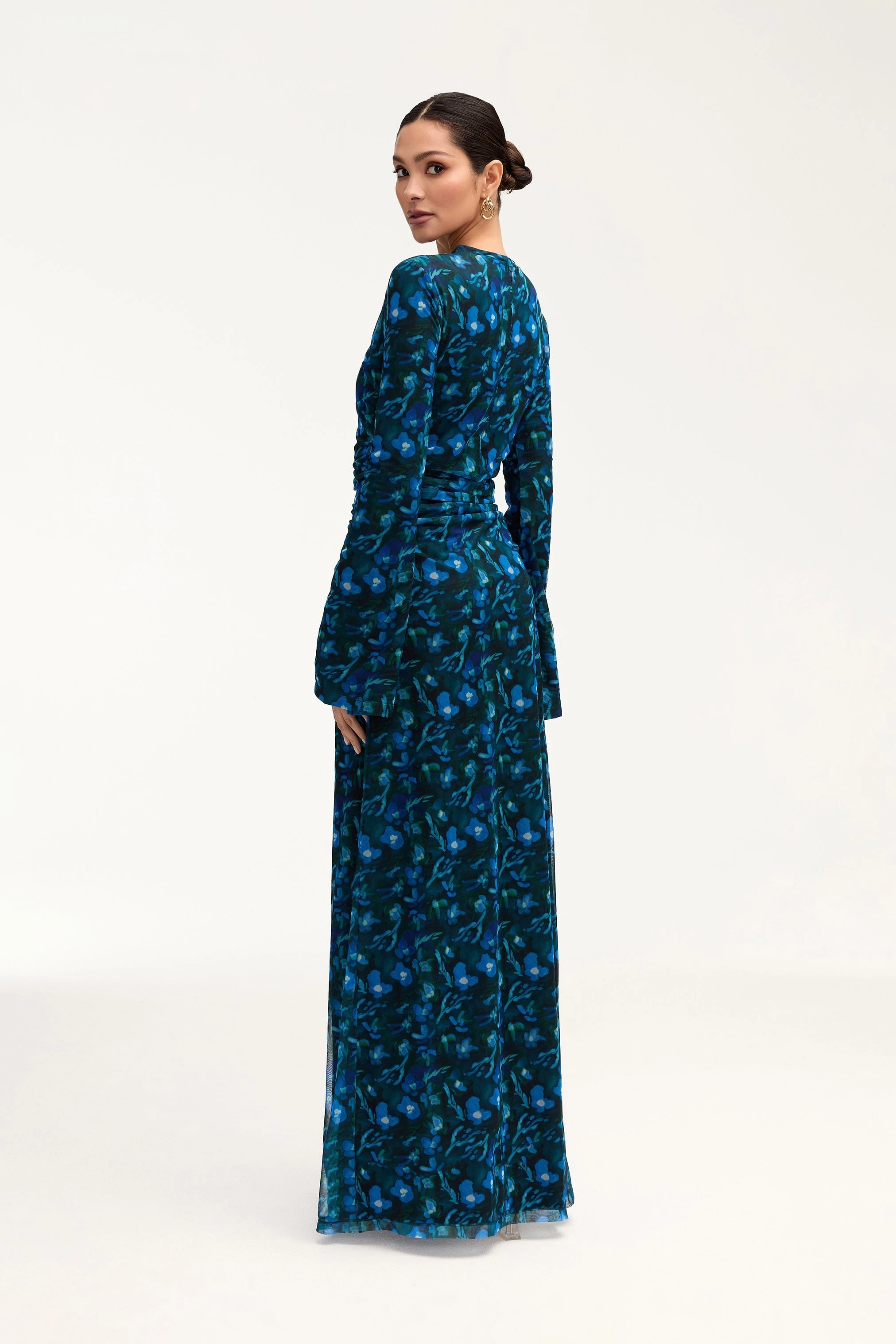 Arianna Rouched Maxi Dress - Floral Watercolor