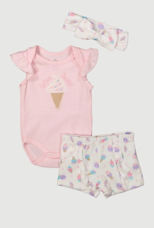 Baby Girls 0-9M Extra Sweet Bodysuit and Shorts Set