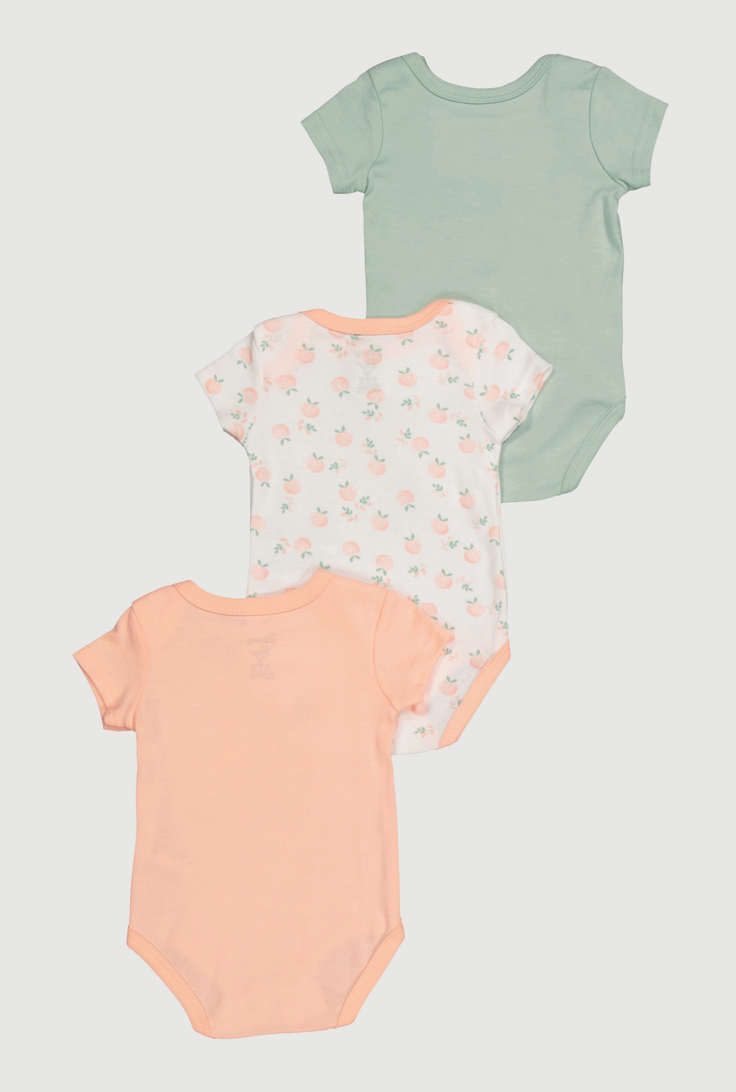 Baby Girls 0-9M Peach Graphic Print Bodysuits 3 Pack