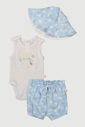Baby Girls 0-9M Sweet As Can Bee Bodysuit and Shorts Set