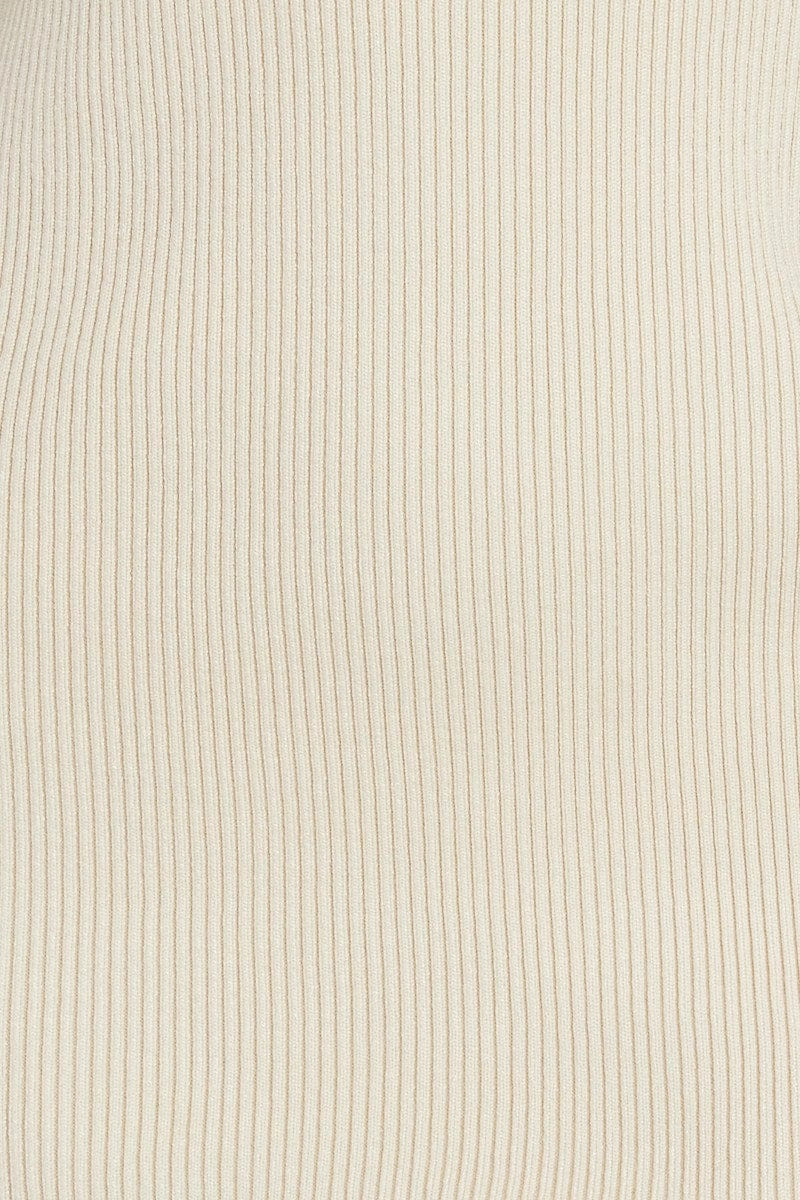 Beige Knit Dress Midi Contrast Bind