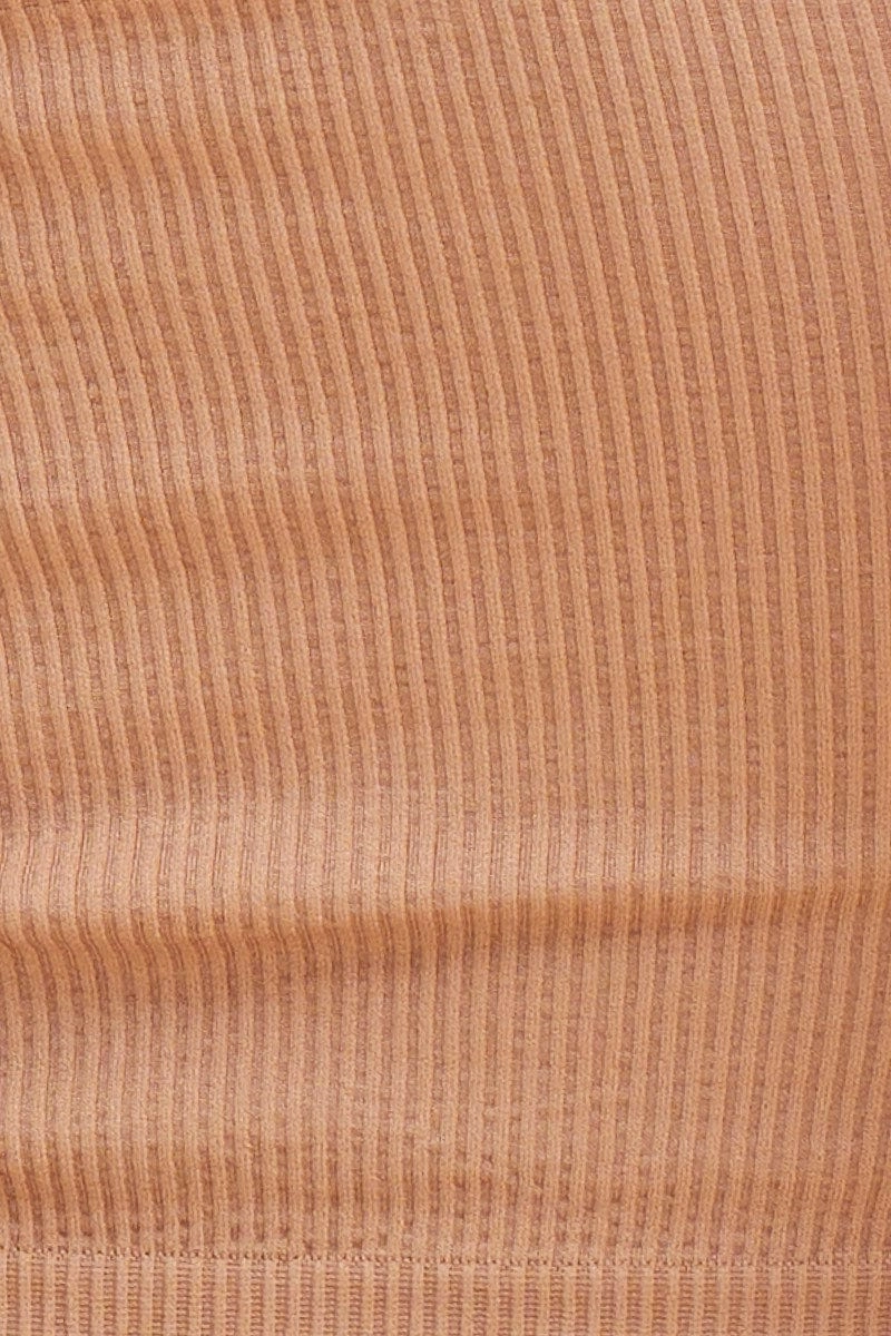 Beige Seamless Bandeau Crop Rib