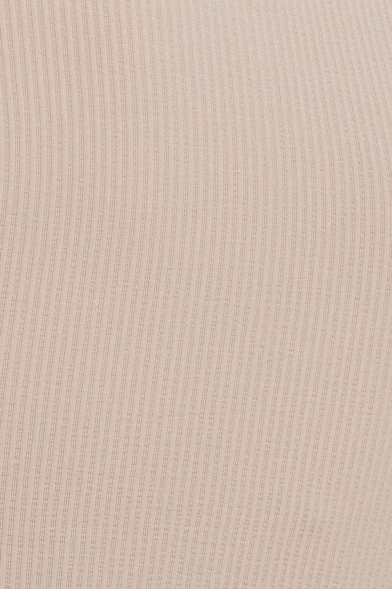Beige Seamless One Shoulder Basic Top