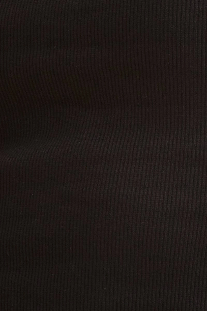 Black Crop Tank Square Neck Cotton Blend Rib