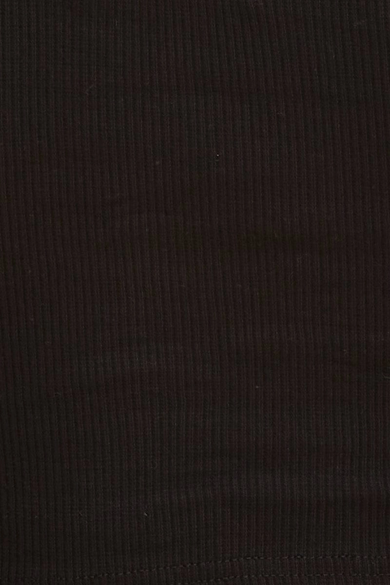 Black Cropped Tank Cotton Blend Rib Racer Back