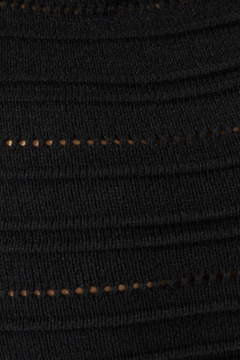 Black Knit Dress Twisted Bust Midi