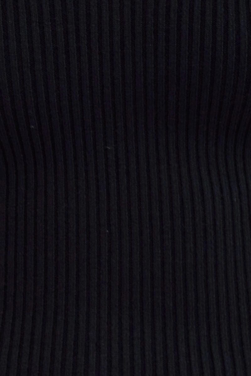 Black Midi Dress Long Sleeve Sweetheart Contrast Bind