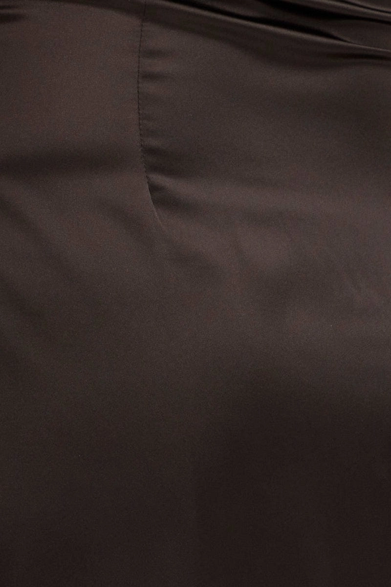 Black Satin Straight Midi Dress