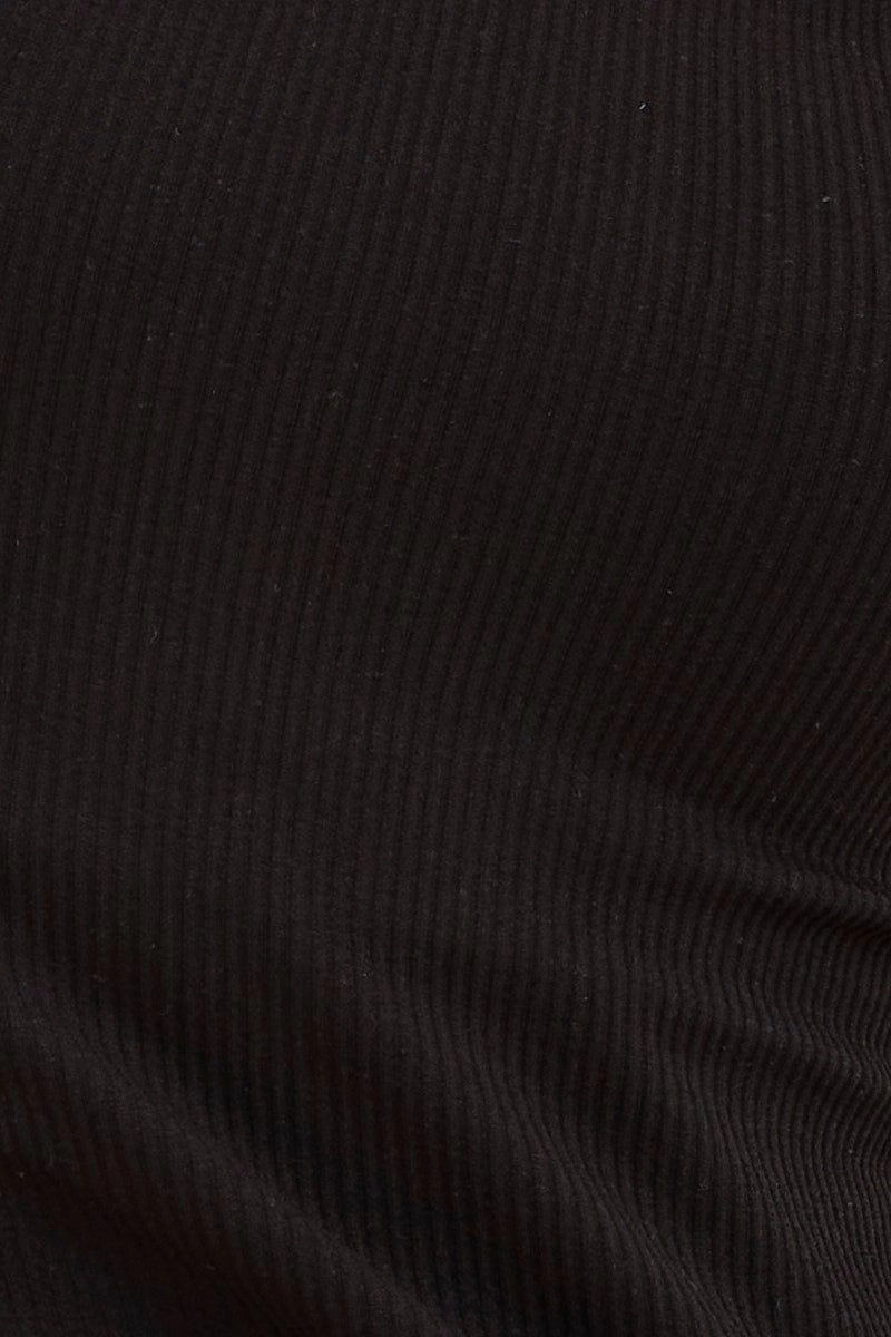 Black Seamless Tank Full Length Sleeveless Soop Neck