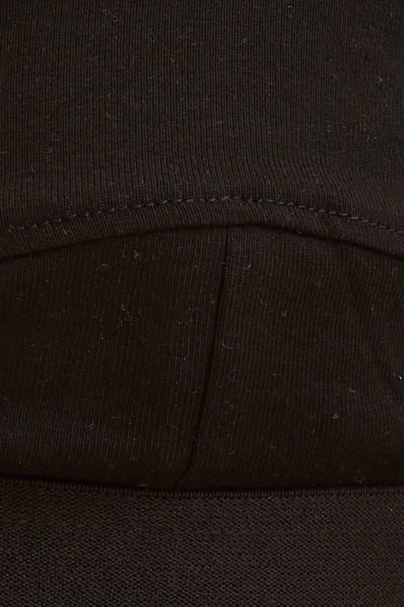 Black Triangle Bralette Cotton Stretch Seam Detail