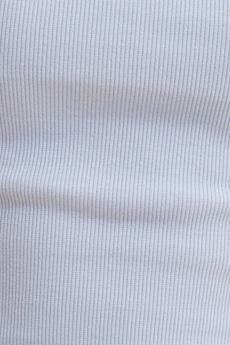 Blue Crop Tank Square Neck Cotton Blend Rib