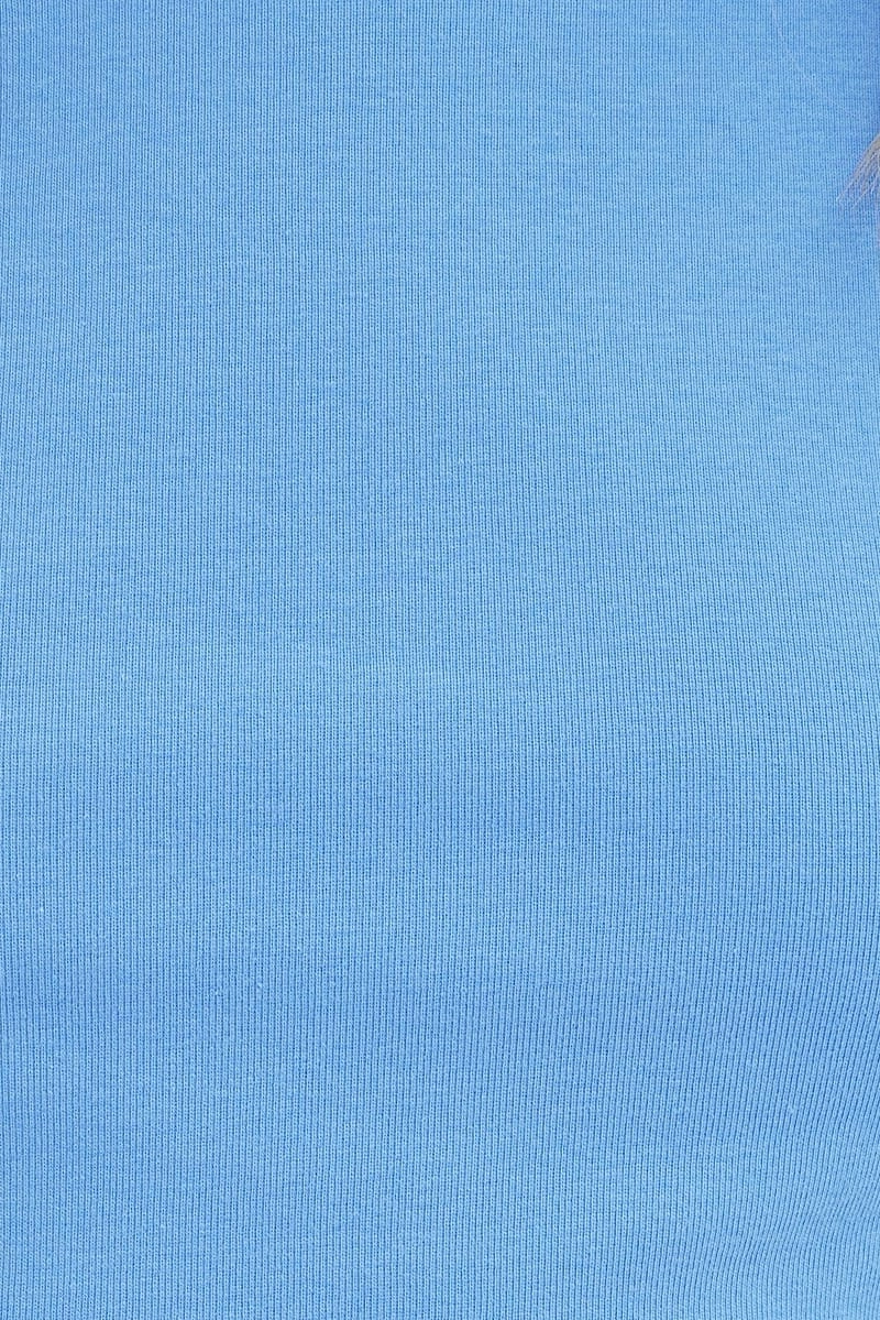Blue Crop Tank Top Cotton