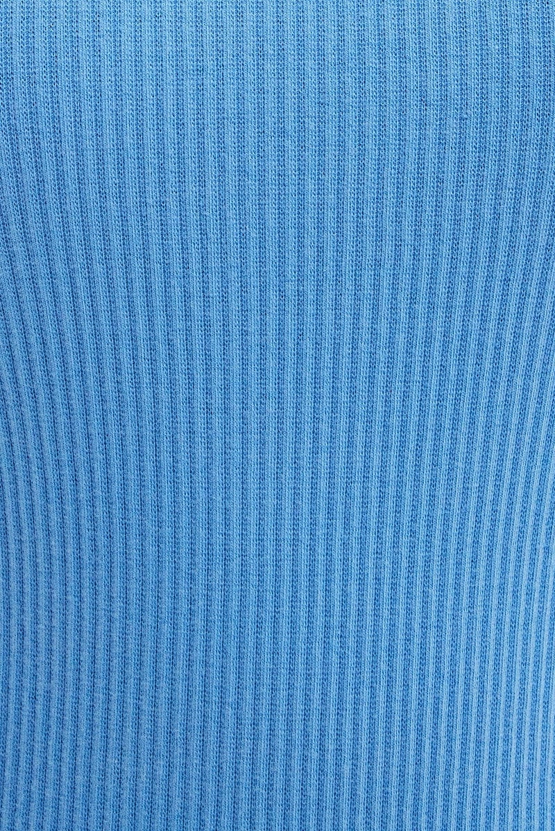 Blue Tank Top Sleeveless Crew Neck