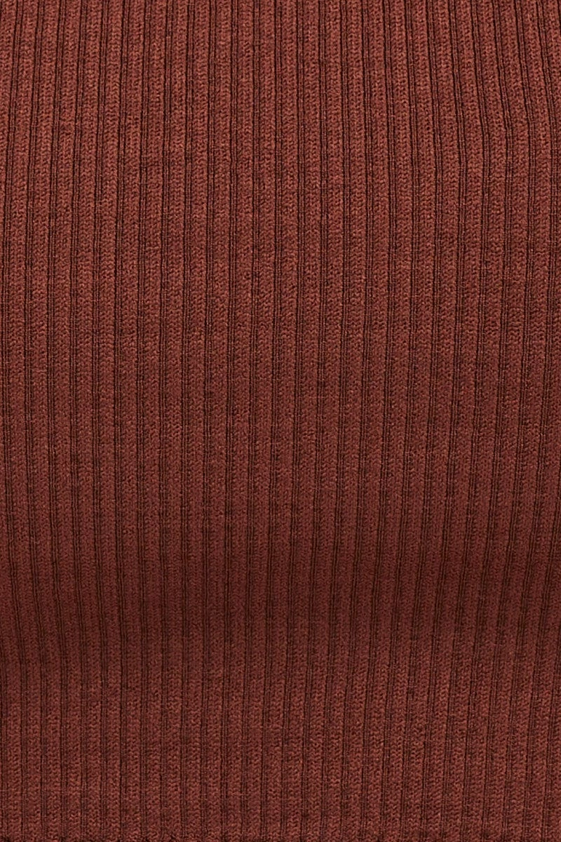 Brown Bralette Crop Round Neck Seamless