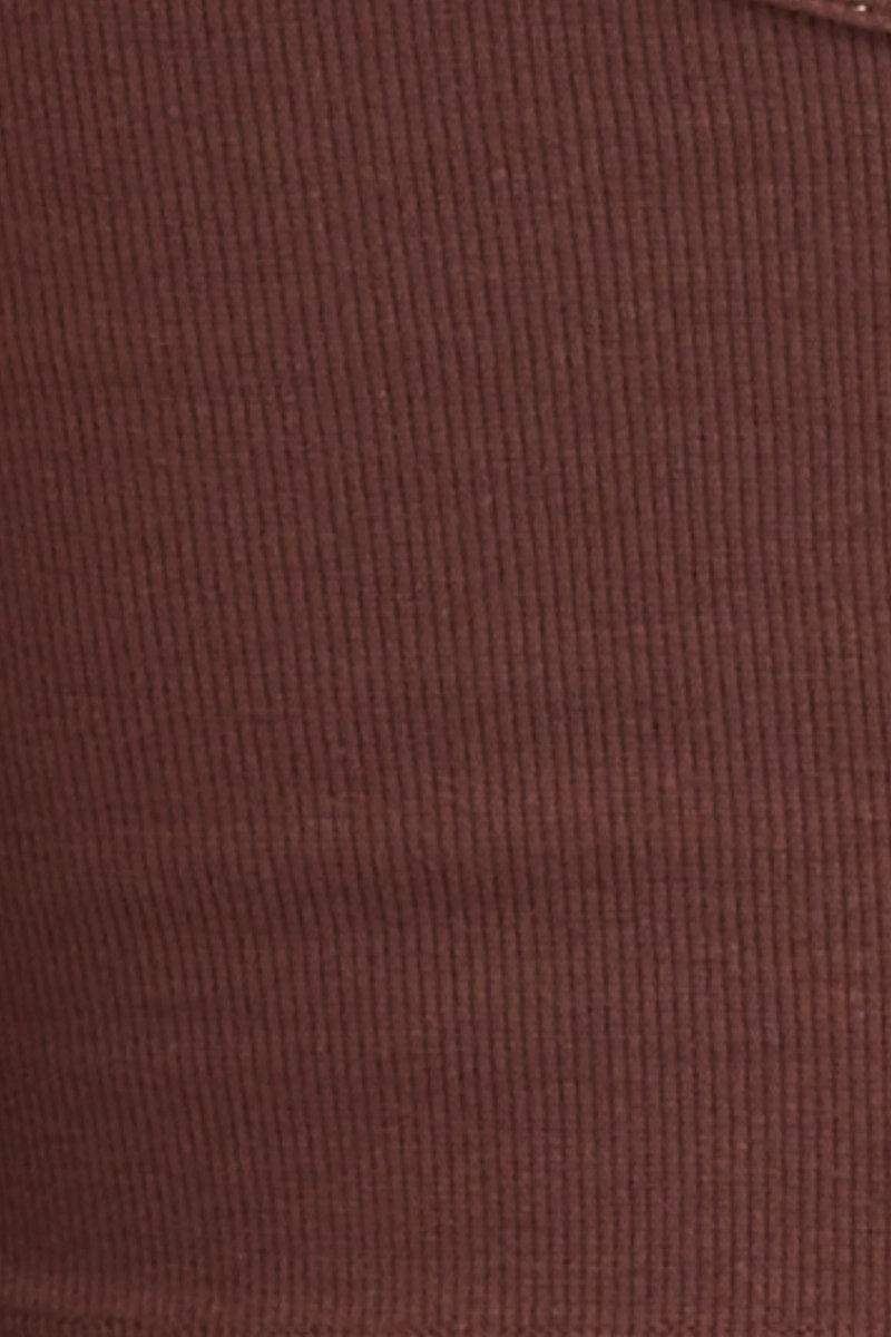 Brown Tank Rib Notch Cropped Rib