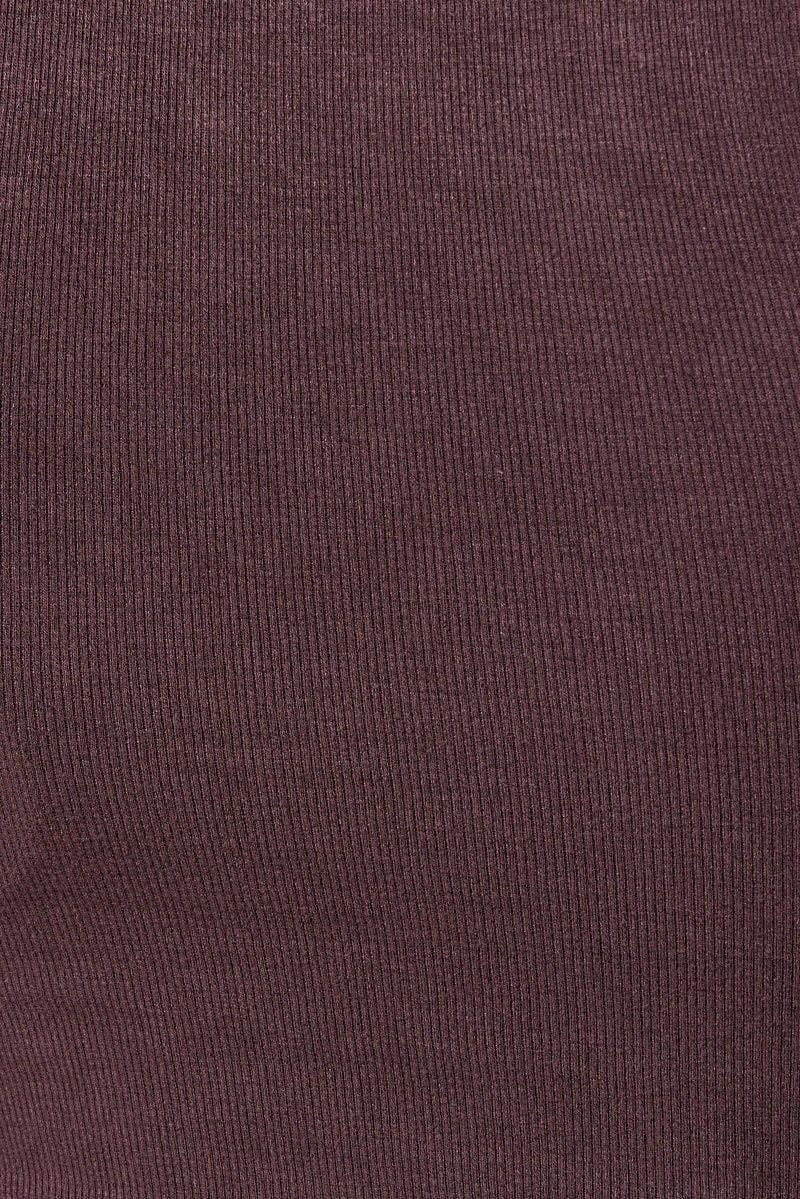 Brown Tank Top Sleeveless Crew Neck Seamless