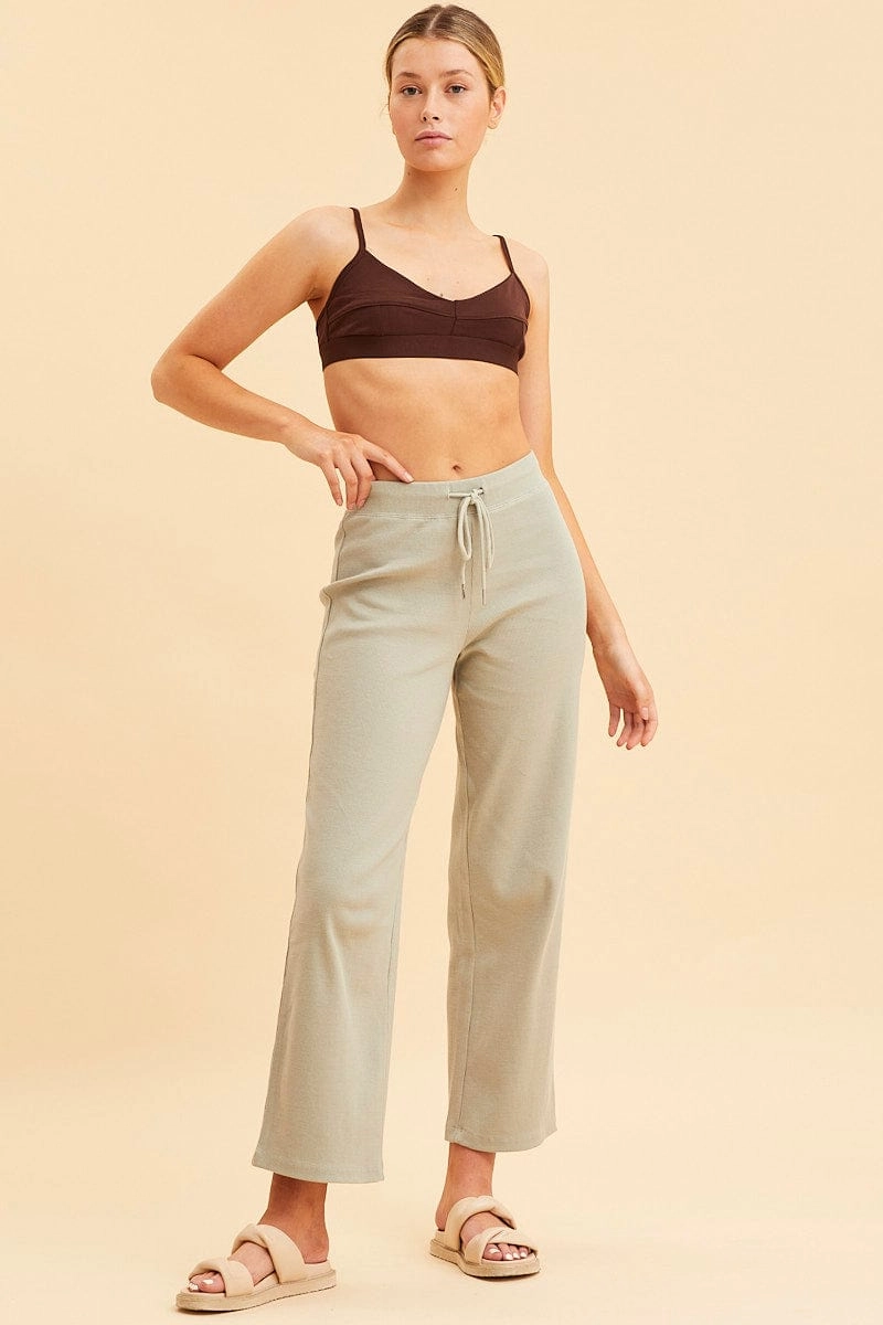 Brown Triangle Bralette Cotton Stretch Seam Detail