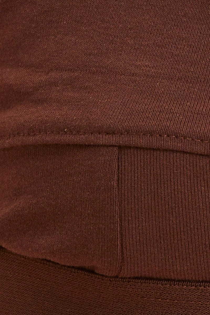Brown Triangle Bralette Cotton Stretch Seam Detail