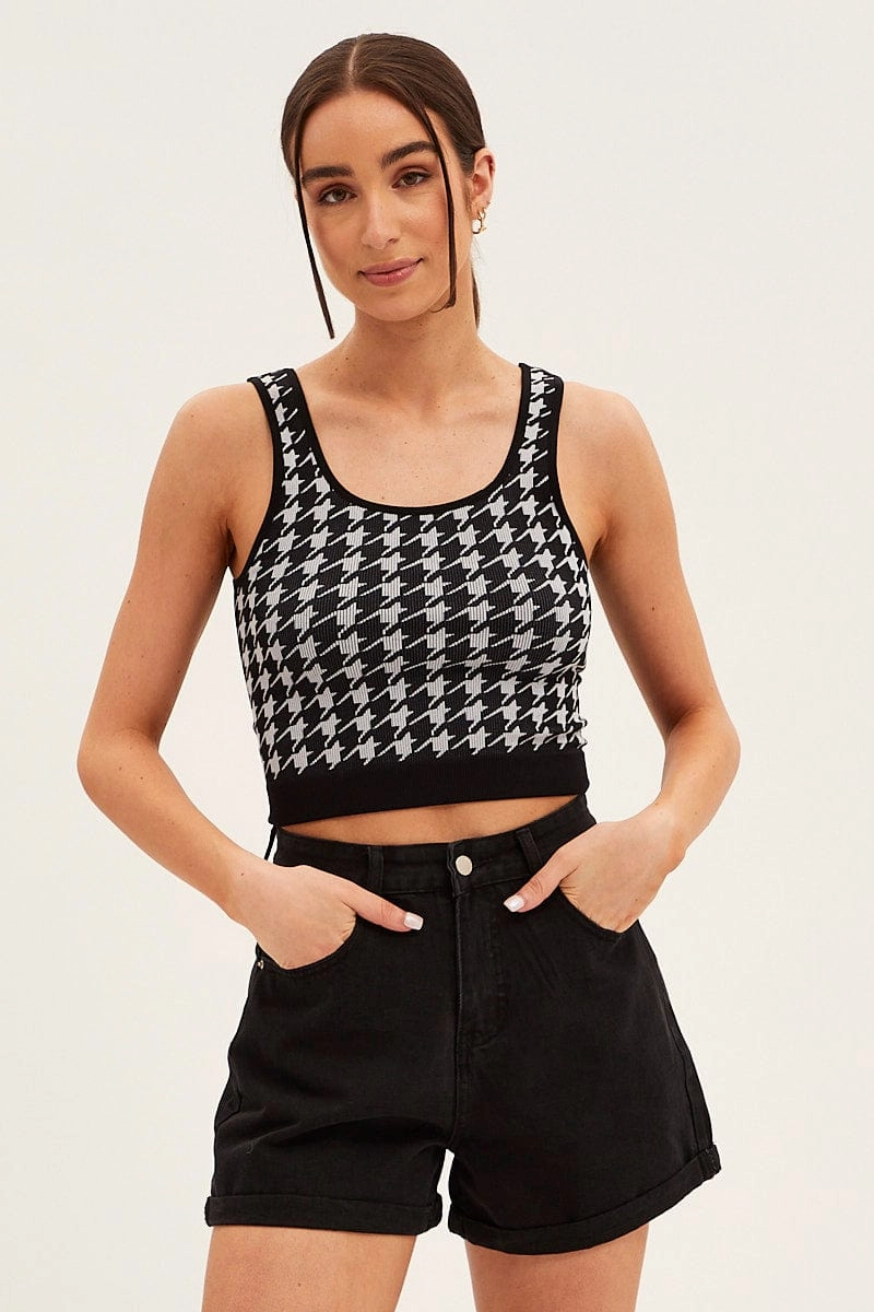 Check Tank Crop Top Seamless