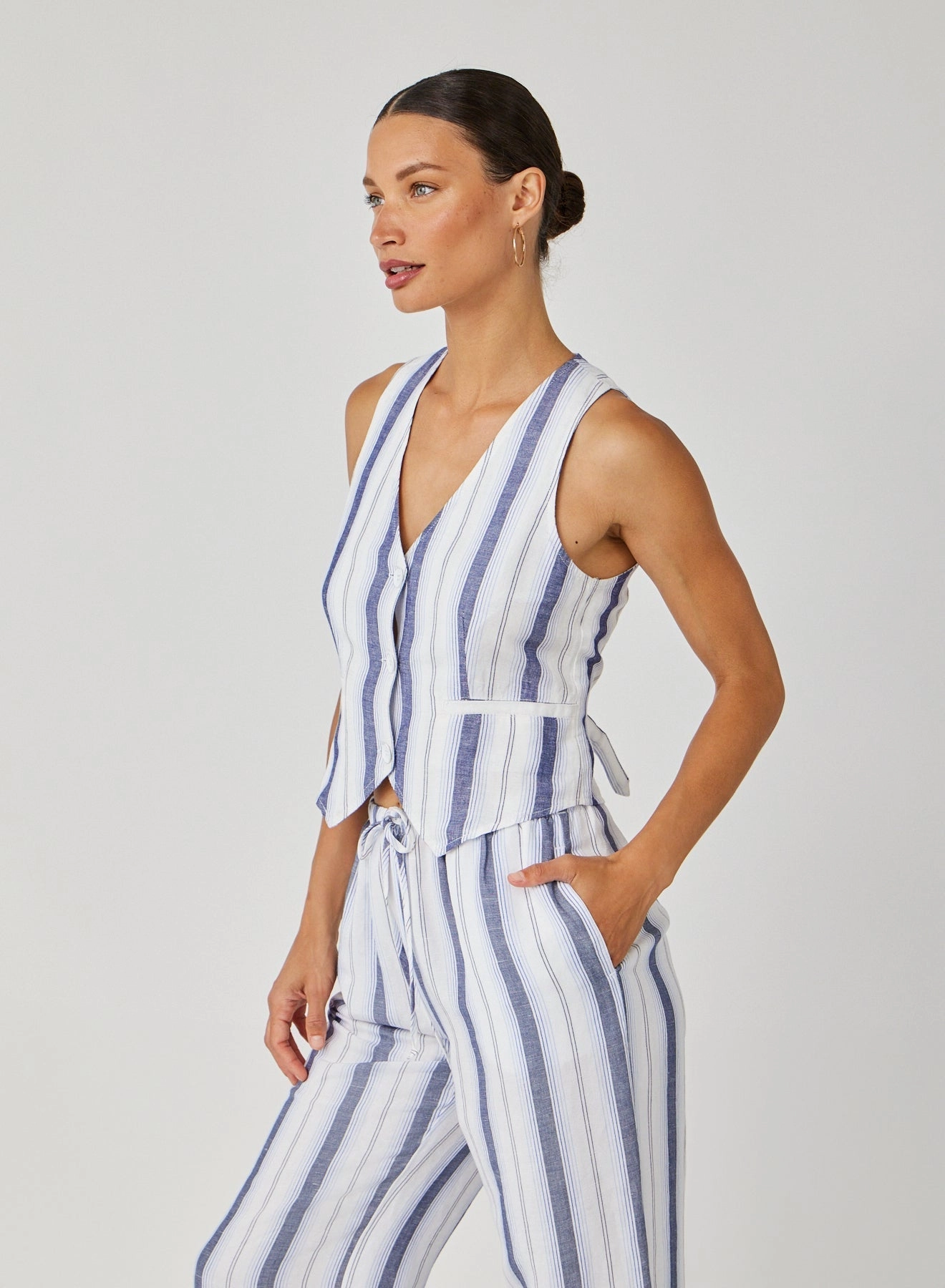 Cinch Back Vest - Coastal Ombre Stripe