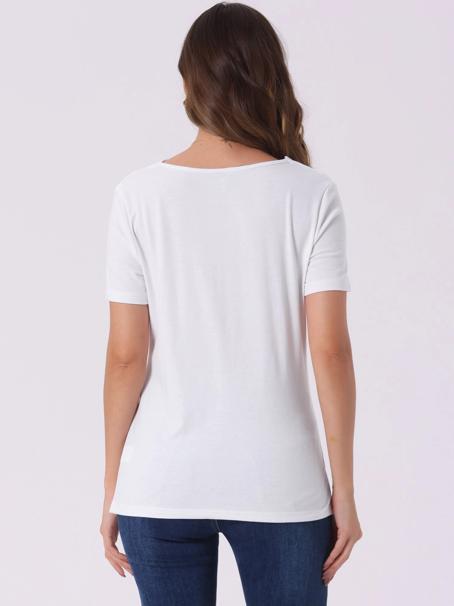 Cowl Neck Short Sleeve Casual Basic Solid Knitted Buttons Decor Ruched Top