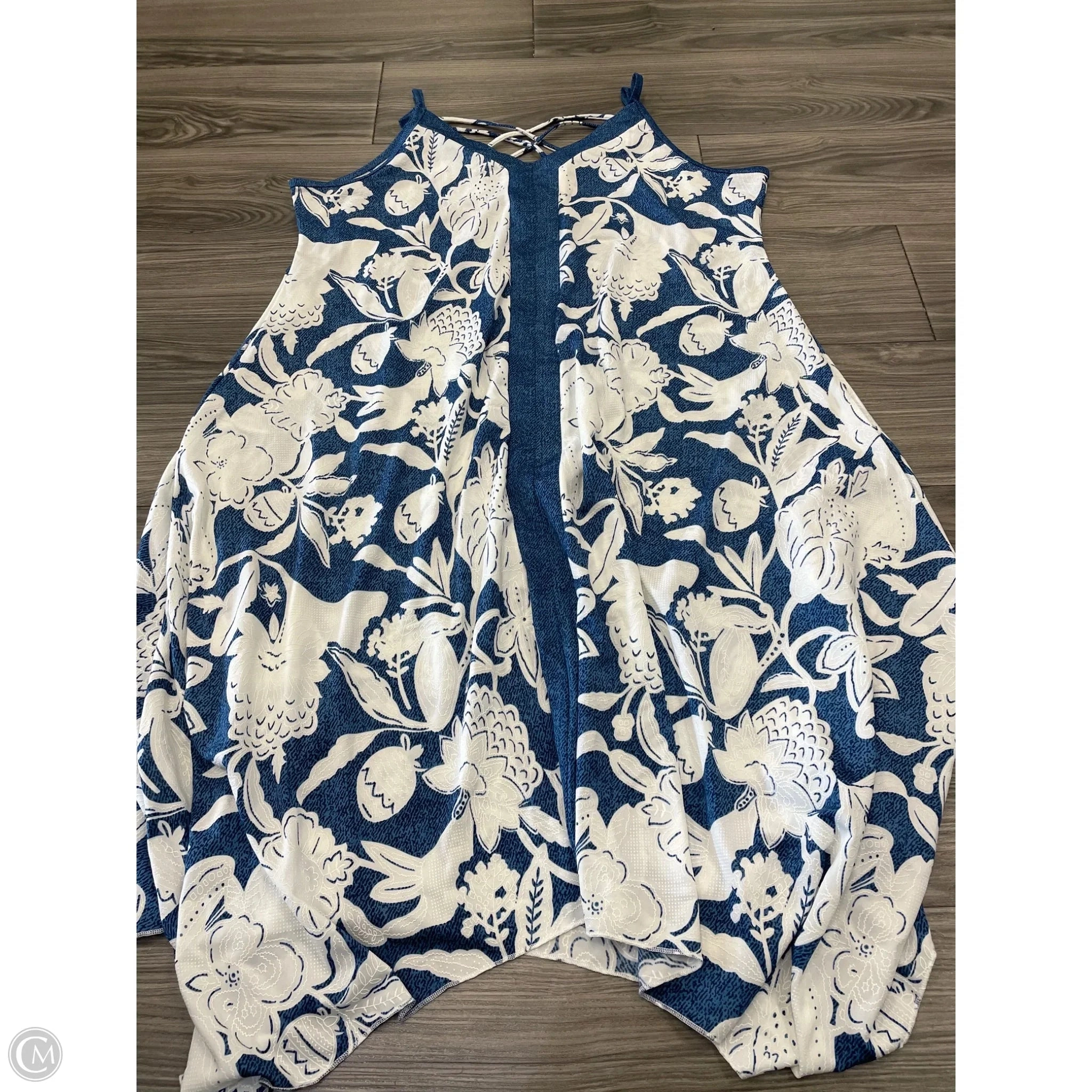 Dress Casual Midi By Clothes Mentor In Blue & White, Size: L