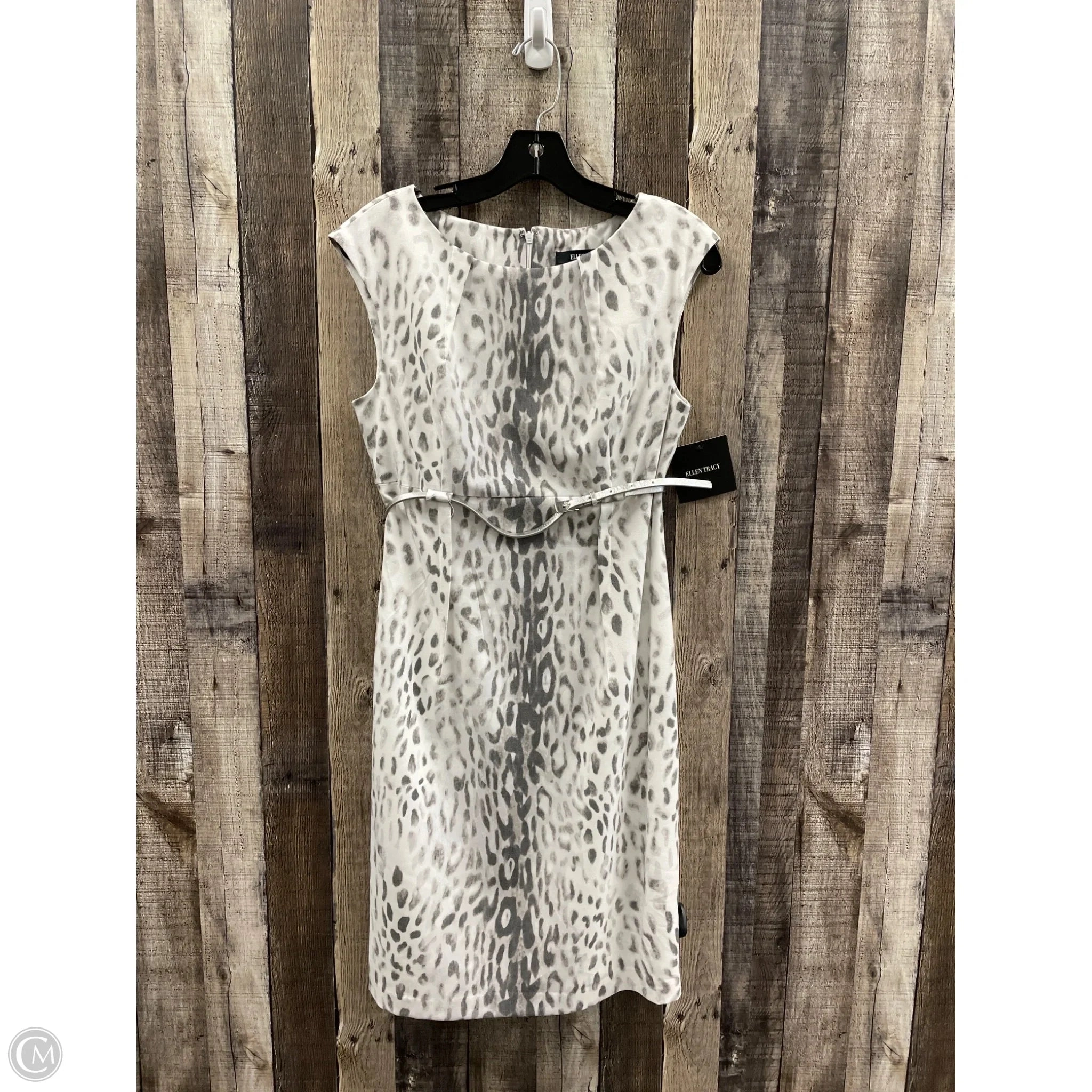 Dress Casual Midi By Ellen Tracy In Grey & White, Size: M