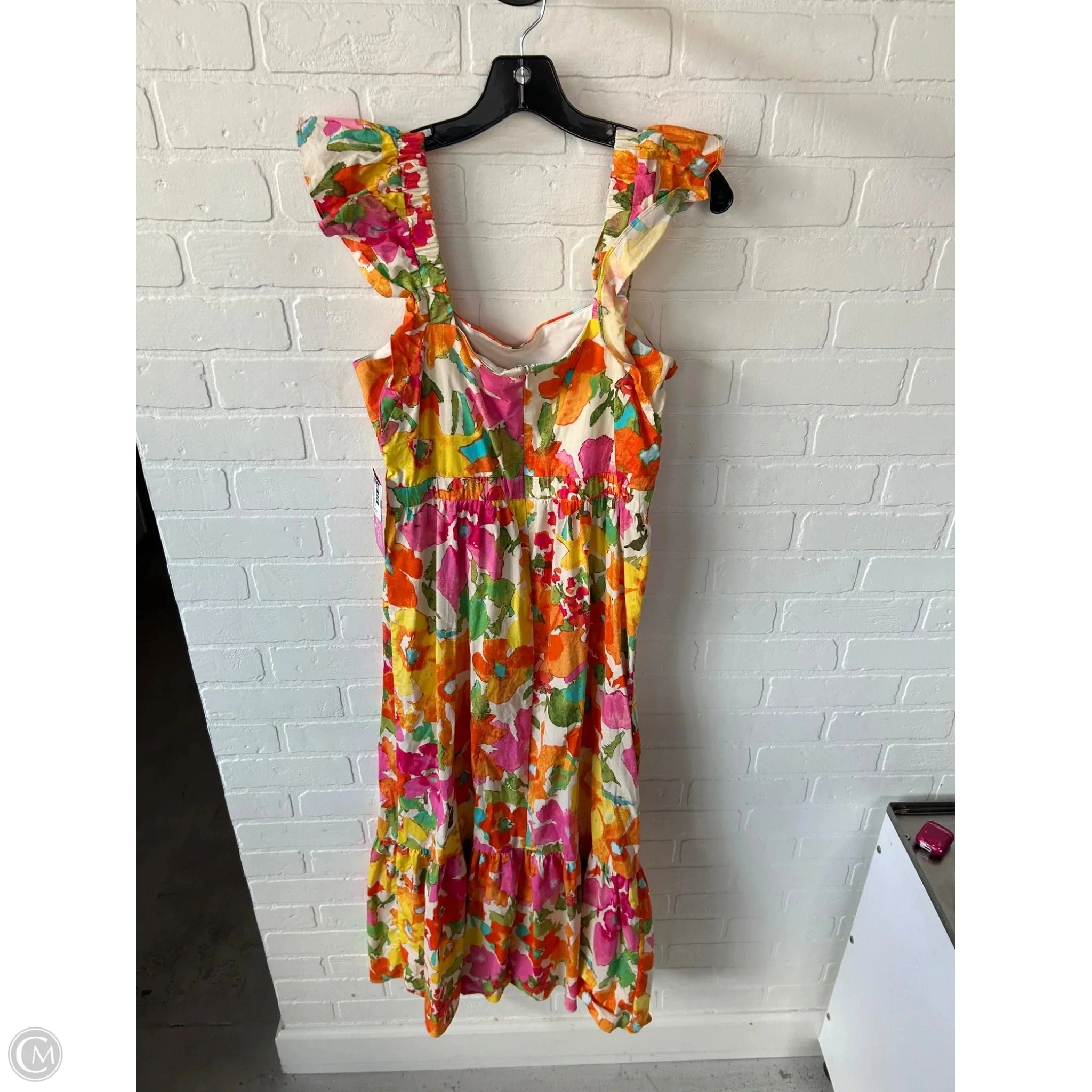 Dress Casual Midi By London Times In Cream & Orange, Size: M