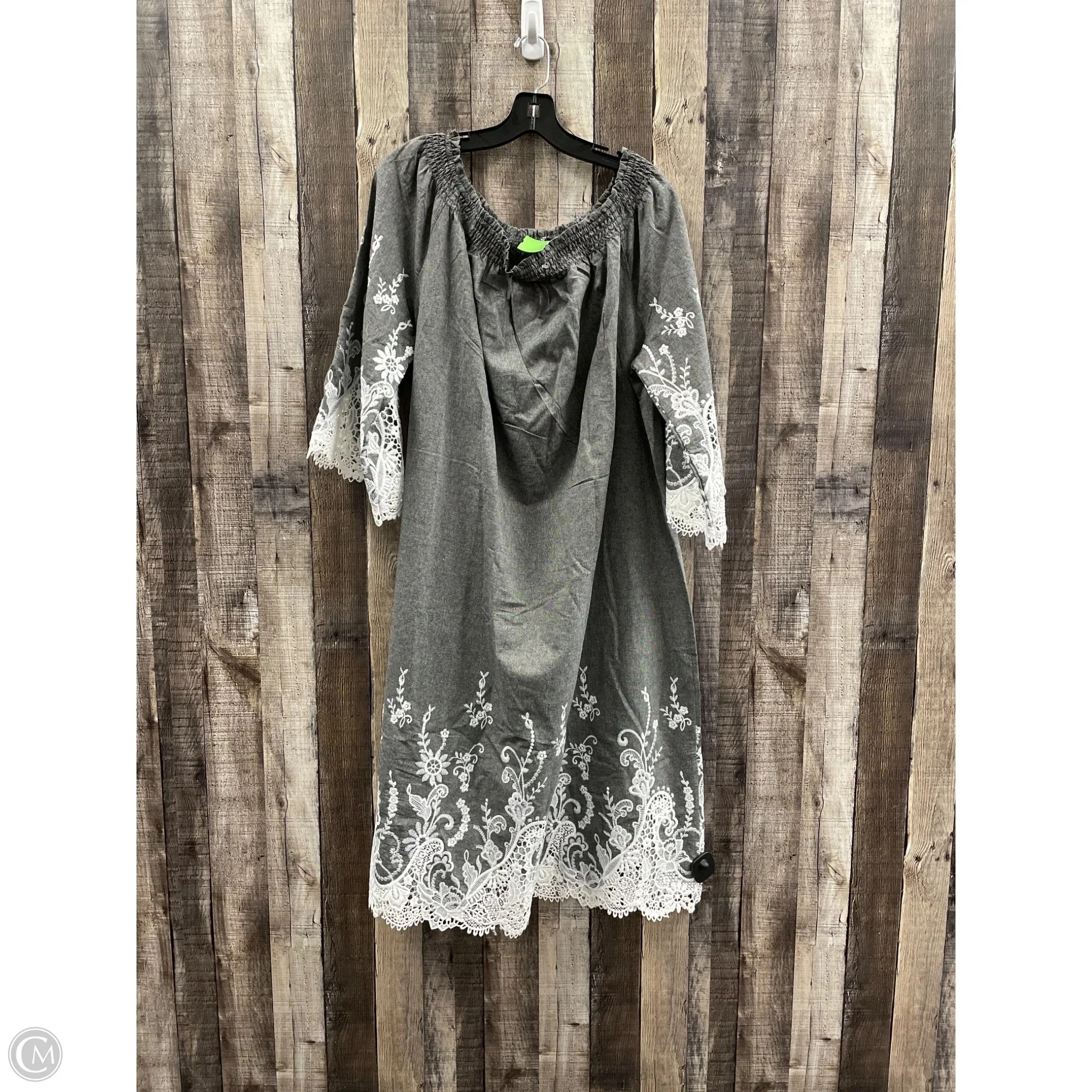 Dress Casual Short By Romans In Grey & White, Size: 2x