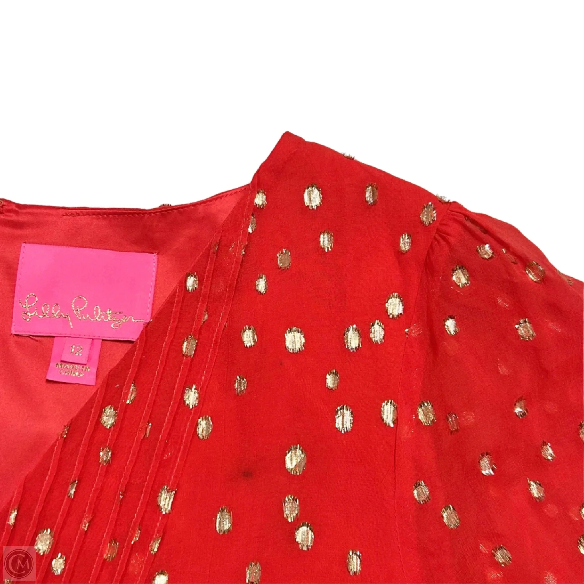 Dress Designer By Lilly Pulitzer In Gold & Red, Size: L