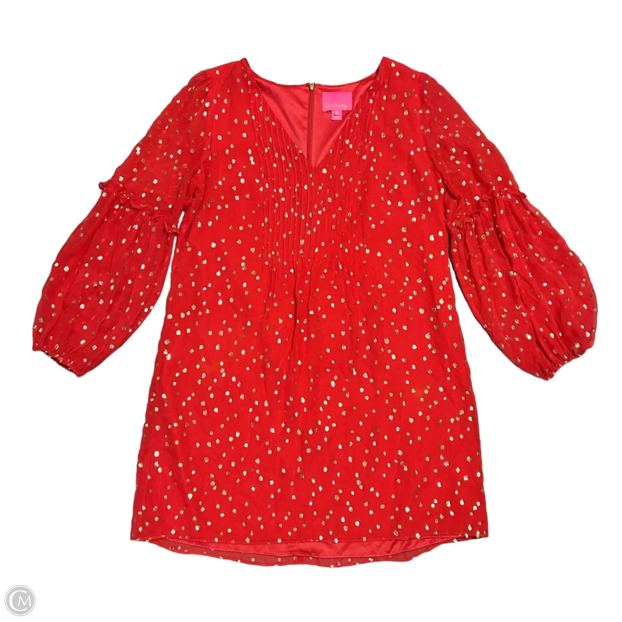 Dress Designer By Lilly Pulitzer In Gold & Red, Size: L