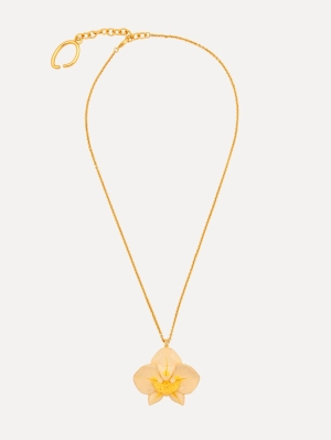 Enamel Orchid Pendant Necklace