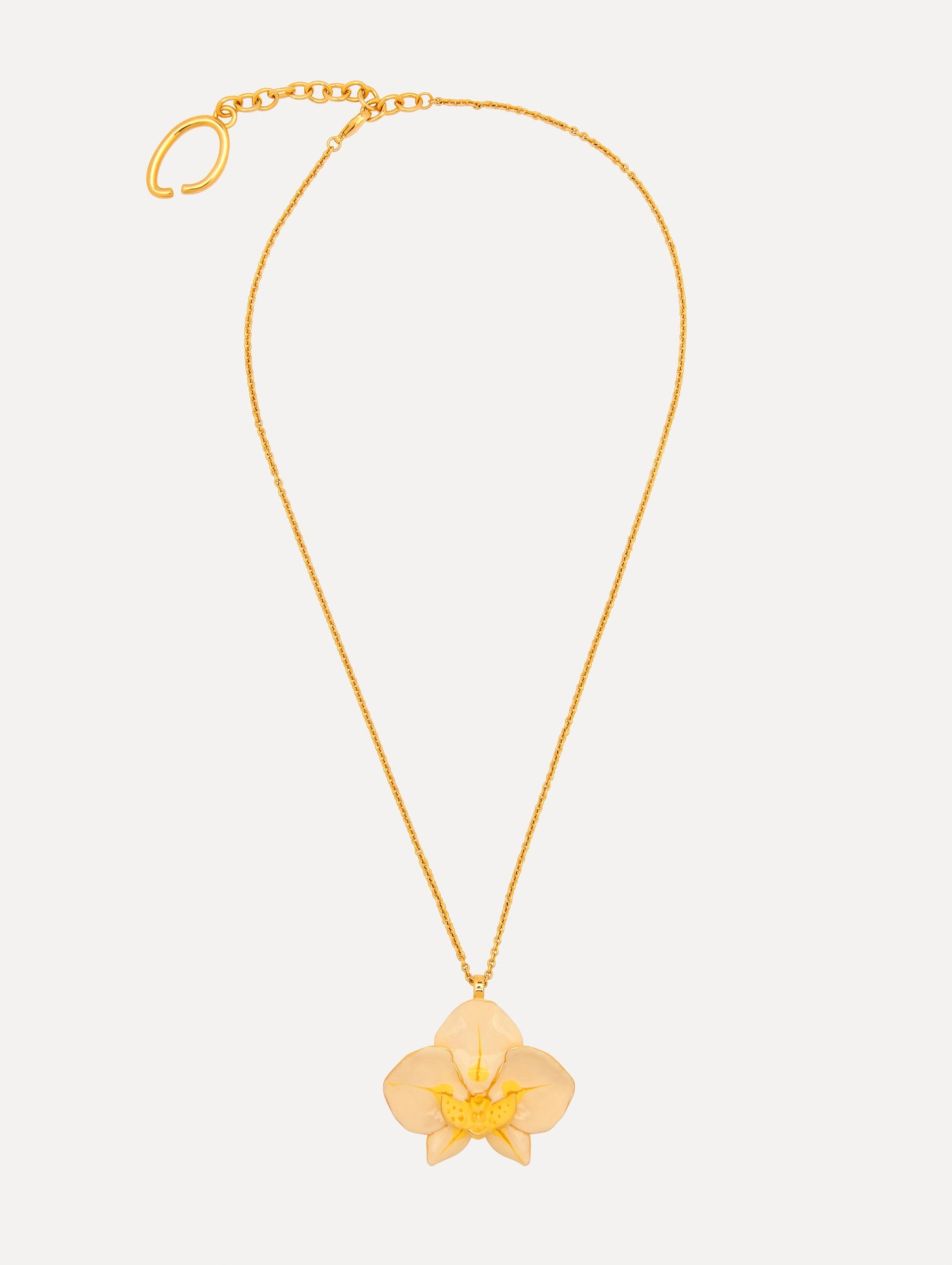 Enamel Orchid Pendant Necklace