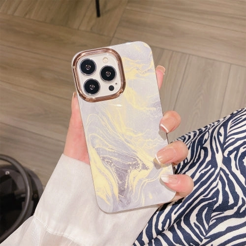 For iPhone 11 Glitter Powder Electroplating Color Marble Shockproof Phone Case