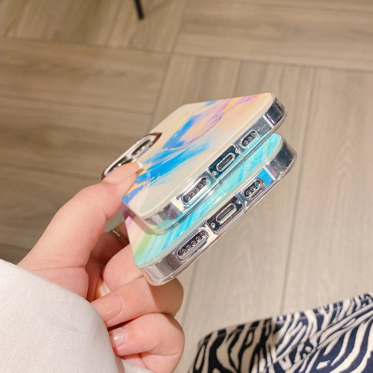 For iPhone 11 Glitter Powder Electroplating Color Marble Shockproof Phone Case