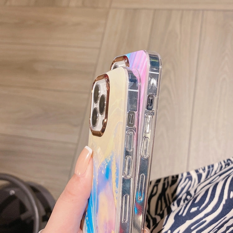 For iPhone 11 Glitter Powder Electroplating Color Marble Shockproof Phone Case