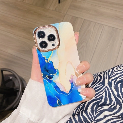 For iPhone 11 Glitter Powder Electroplating Color Marble Shockproof Phone Case