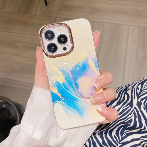 For iPhone 11 Glitter Powder Electroplating Color Marble Shockproof Phone Case