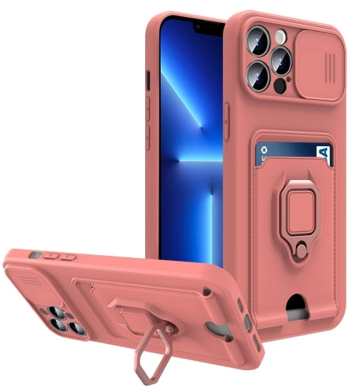 For iPhone 11 Sliding Camera Cover Design TPU Shockproof Phone Case with Holder  Card Slots