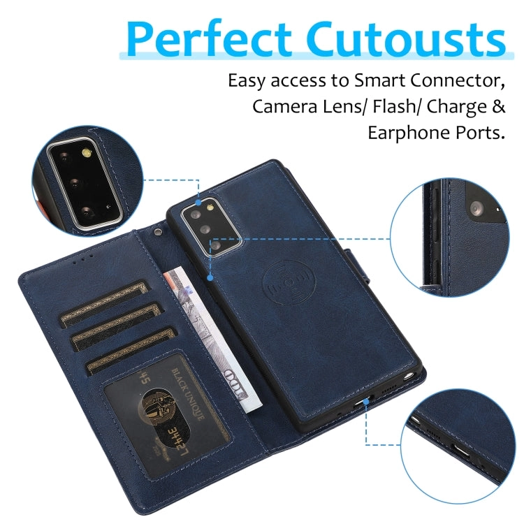 For Samsung Galaxy Note20 Calf Texture 2 in 1 Detachable Magnetic Back Cover Horizontal Flip
